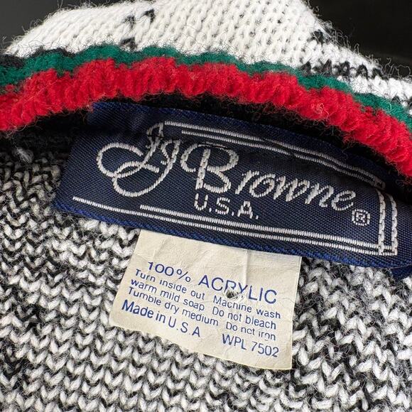 VTG JJ Browne Christmas Cat Metallic Knit Made in USA Sweater Womens Sz L - Picture 4 of 4